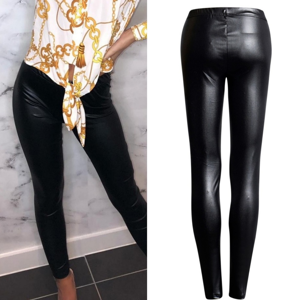 LAST PAIR Amira wet look jeggings - Picture 2 of 2